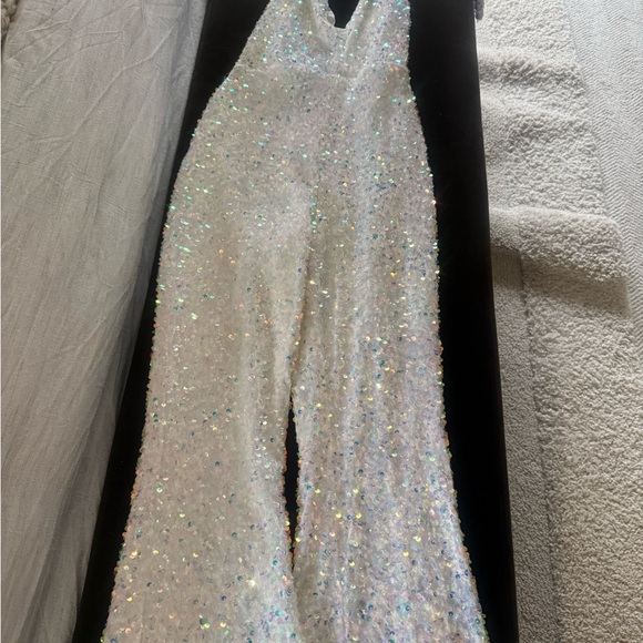 White Sequin Jumpsuit - Picture 5 of 6